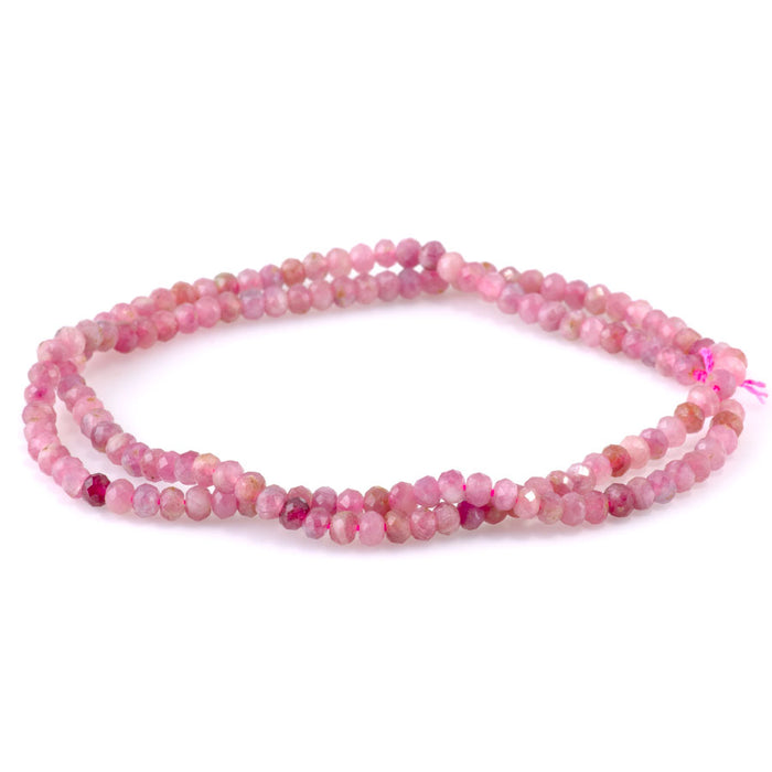 Pink Tourmaline 3x4mm Rondelle Faceted - 15-16 Inch