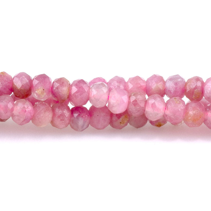 Pink Tourmaline 3x4mm Rondelle Faceted - 15-16 Inch