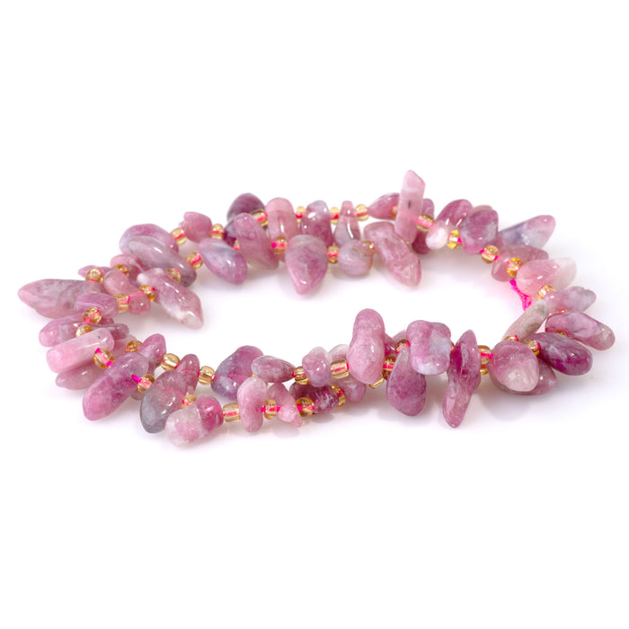 Pink Tourmaline 6x12-10x20mm Free Form Dancing Drops A Grade - 15-16 Inch