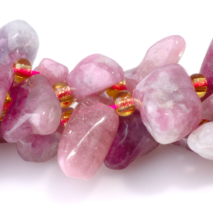 Pink Tourmaline 6x12-10x20mm Free Form Dancing Drops A Grade - 15-16 Inch