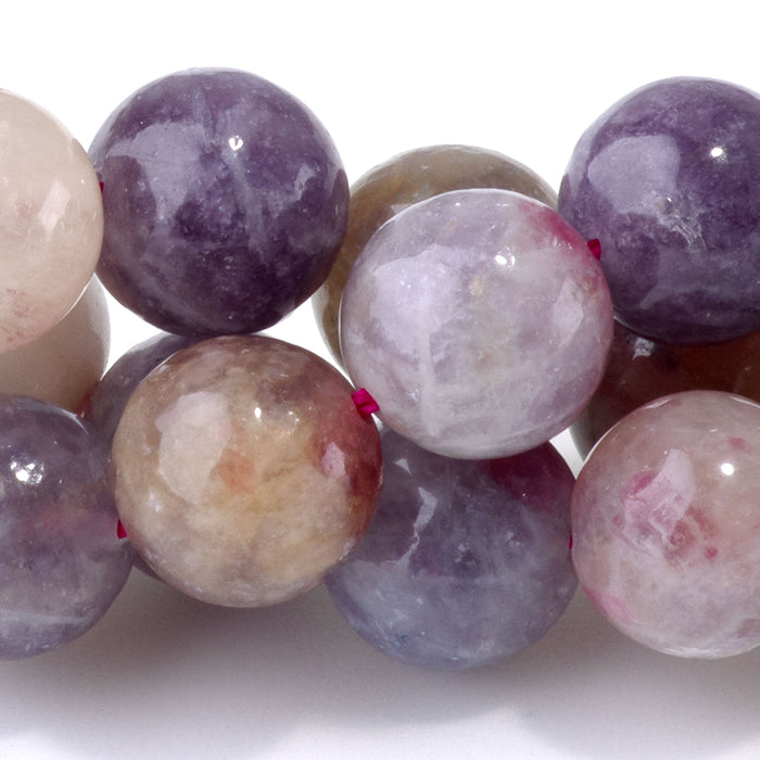 Pink Tourmaline with Leopidolite 10mm Round A Grade - 15-16 Inch