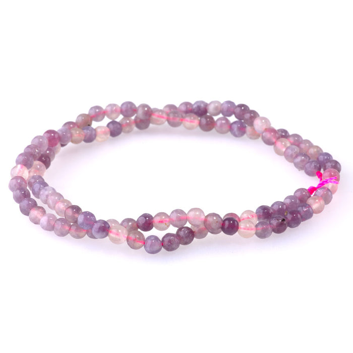 Pink Tourmaline with Pink Lepidolite 4mm Round 15-16 Inch