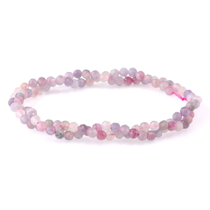 Pink Tourmaline with Lepidolite 4mm Microfaceted Round A Grade - 15-16 Inch