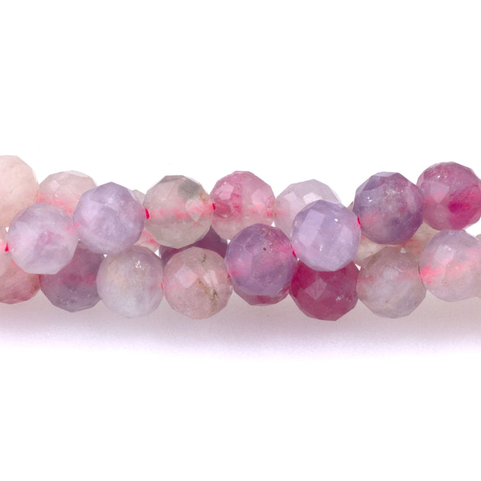 Pink Tourmaline with Lepidolite 4mm Microfaceted Round A Grade - 15-16 Inch
