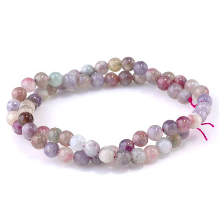 Pink Tourmaline with Leopidolite 6mm Round A Grade - 15-16 Inch