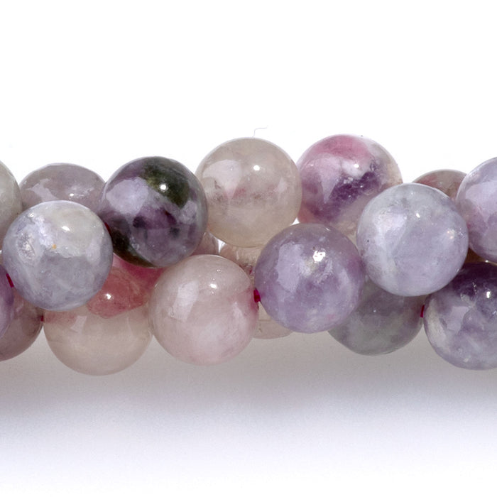 Pink Tourmaline with Leopidolite 6mm Round A Grade - 15-16 Inch