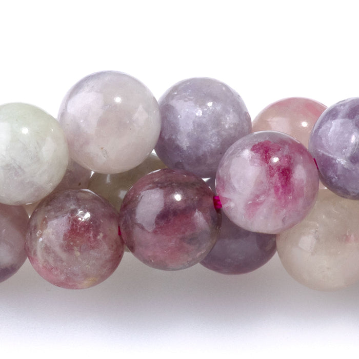 Pink Tourmaline with Leopidolite 8mm Round A Grade - 15-16 Inch