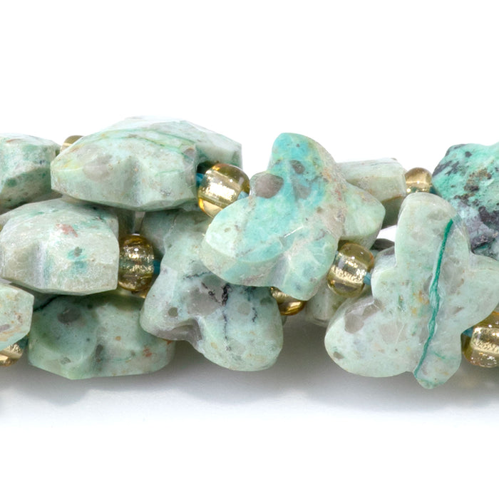 This is a Dakota Stones 10x8mm Peruvian Turquoise Butterfly Gemstone strand with A grade faceted beads in 15-16 inch strand.