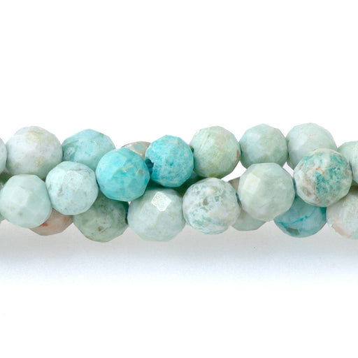 This is a Dakota Stones 4mm Peruvian Turquoise Microfaceted Gemstone strand with round beads in 15-16 inch strand.