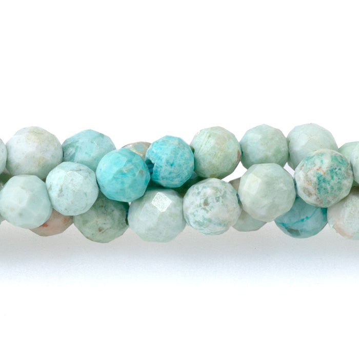 Peruvian Turquoise (Chrysocolla) 4mm Microfaceted Round - 15-16 Inch