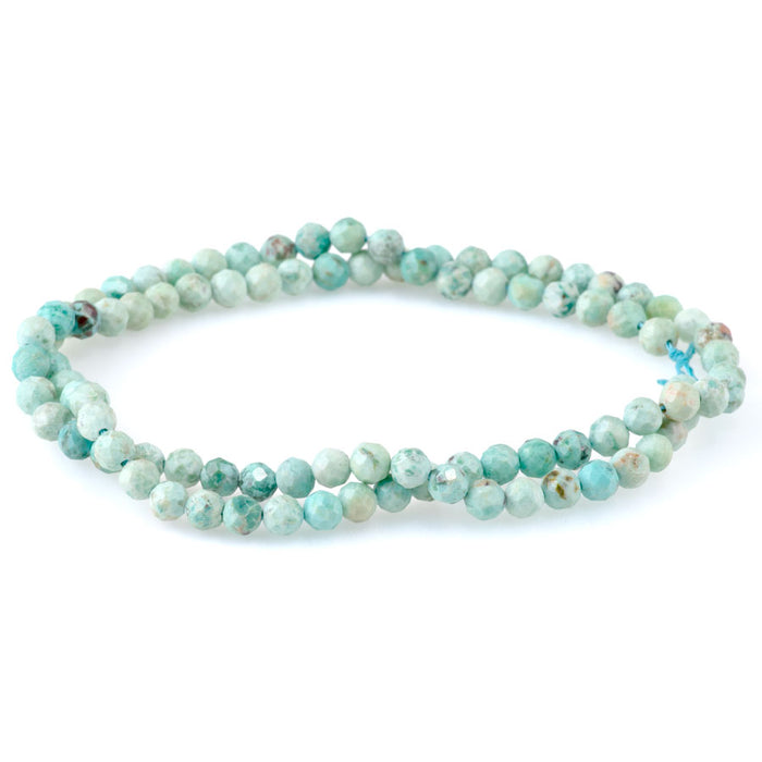 Peruvian Turquoise 4mm Round Faceted A Grade - 15-16 Inch