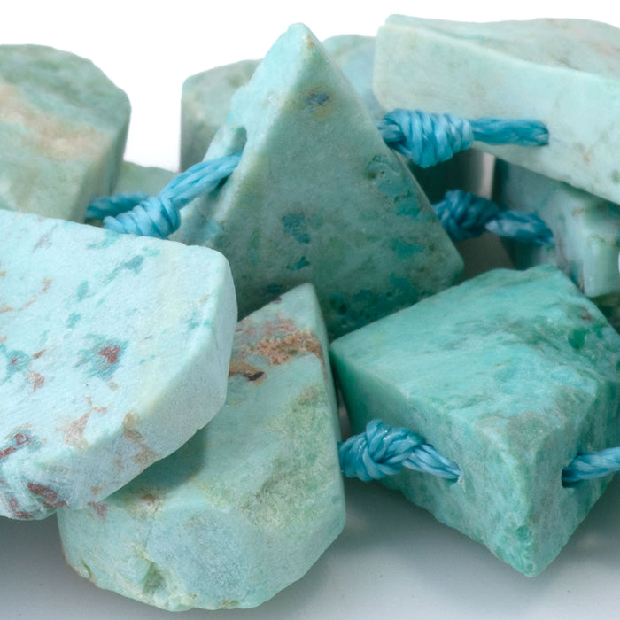 Peruvian Turquoise (Chrysocolla) 9x13-12x16mm Top Drill Irregular Flat Drop - 15-16 Inch