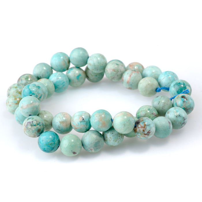 Peruvian Turquoise (Chrysocolla) 10mm Round - 15-16 Inch