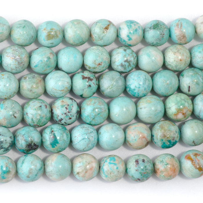 Peruvian Turquoise (Chrysocolla) 10mm Round - 15-16 Inch