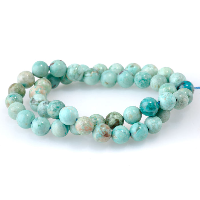 Peruvian Turquoise (Chrysocolla) 8mm Round - 15-16 Inch