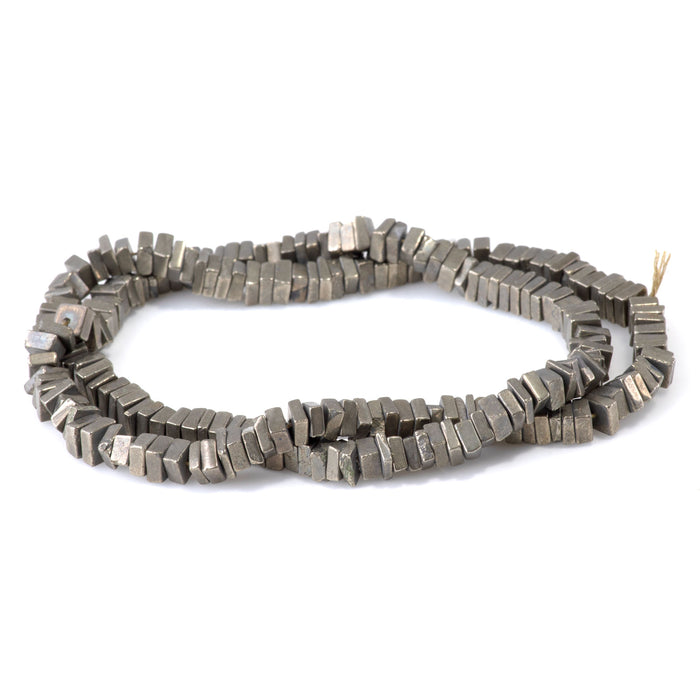 Pyrite 5mm Square Irregular Heishi - 15-16 Inch