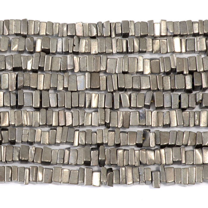 Pyrite 5mm Square Irregular Heishi - 15-16 Inch