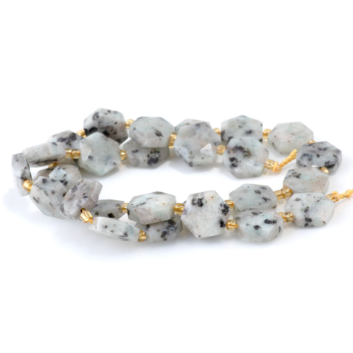 Kiwi Quartz 12x13mm Faceted Hexagon - 15-16 Inch