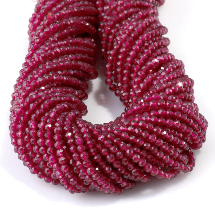 This is a Dakota Stones 3mm Special Price Dyed Red Quartz Gemstone strand with faceted round beads in 15 inch strand.