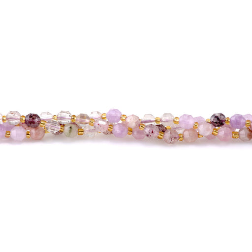 This is a Dakota Stones 6mm Rainbow Quartz Energy Prism Gemstone strand with faceted beads in 15-16 inch strand.