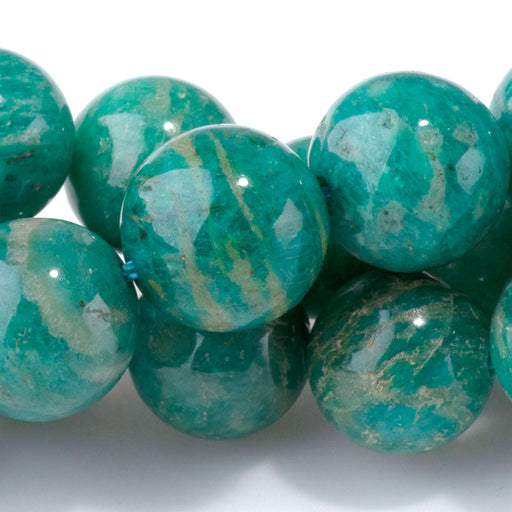 This is a Dakota Stones 10mm Russian Amazonite Gemstone strand with AA grade round beads in 15-16 inch strand.