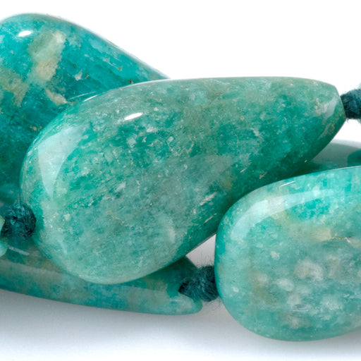 This is a Dakota Stones 12x22-14x26mm Russian Amazonite Gemstone strand with tear drop beads in 15-16 inch strand.