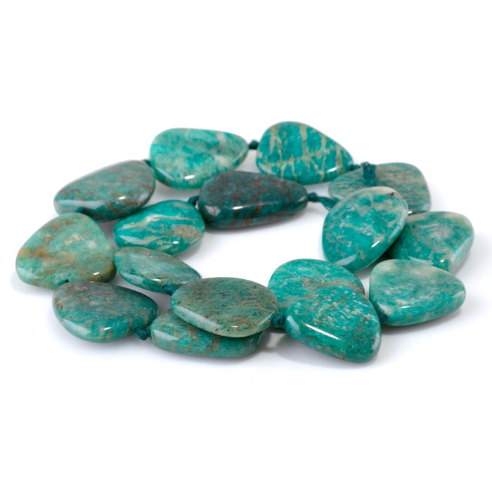 Russian Amazonite with Red Matrix 15x20-20x28mm Pear Beads - 15-16 Inch