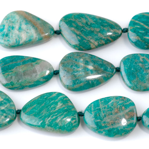 This is a Dakota Stones 15x20-18x25mm Russian Amazonite Red Matrix Gemstone strand with oval beads in 15-16 inch strand.