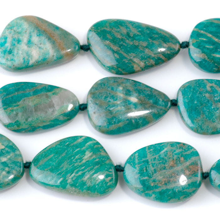 Russian Amazonite with Red Matrix 15x20-20x28mm Pear Beads - 15-16 Inch