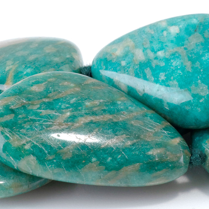 Russian Amazonite with Red Matrix 15x20-20x28mm Pear Beads - 15-16 Inch