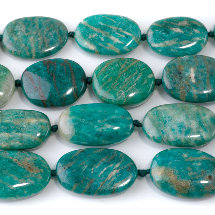 Russian Amazonite with Red Matrix 15x20-18x25mm Oval Beads - 15-16 Inch