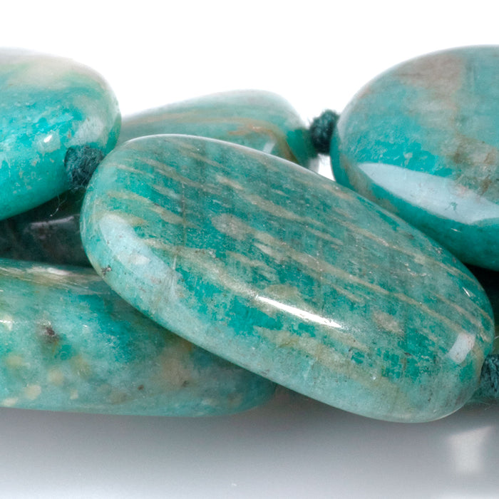 Russian Amazonite with Red Matrix 15x20-18x25mm Oval Beads - 15-16 Inch
