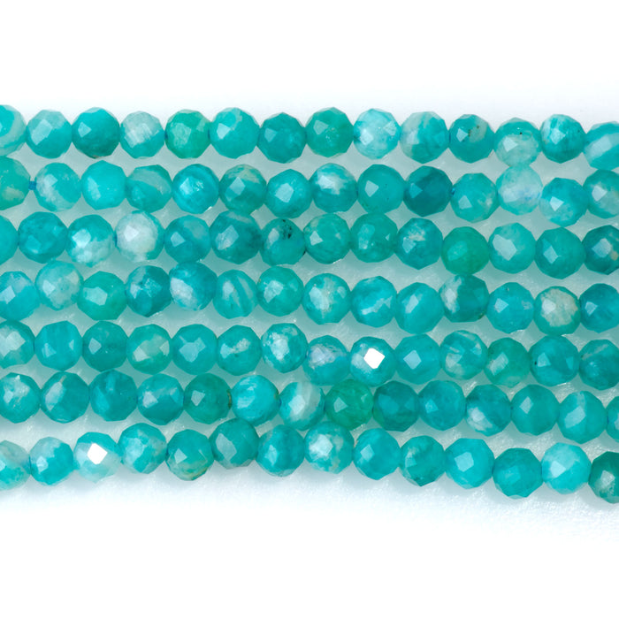 Russian Amazonite 3mm Faceted Round A Grade - 15-16 Inch