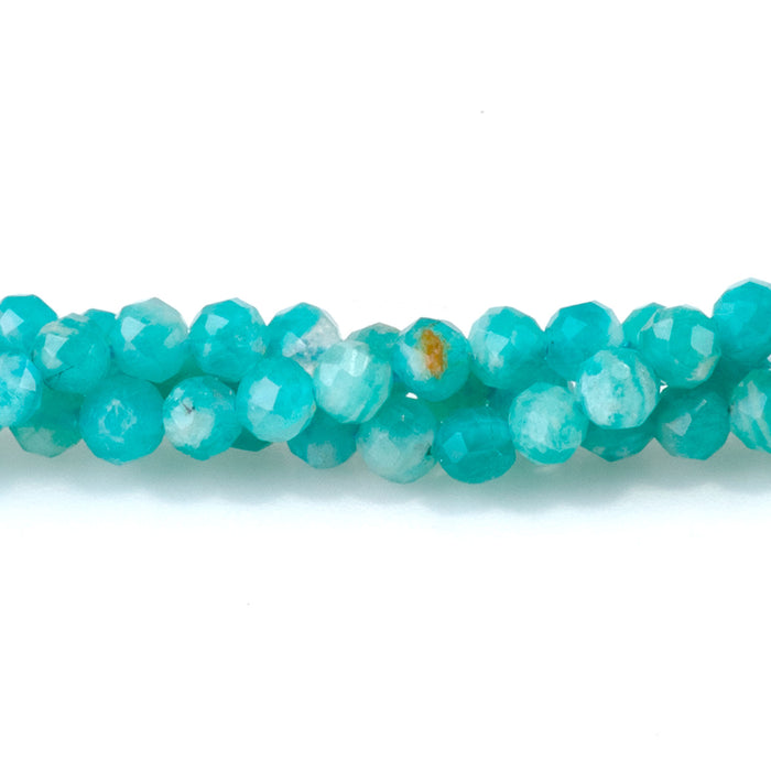 Russian Amazonite 3mm Faceted Round A Grade - 15-16 Inch