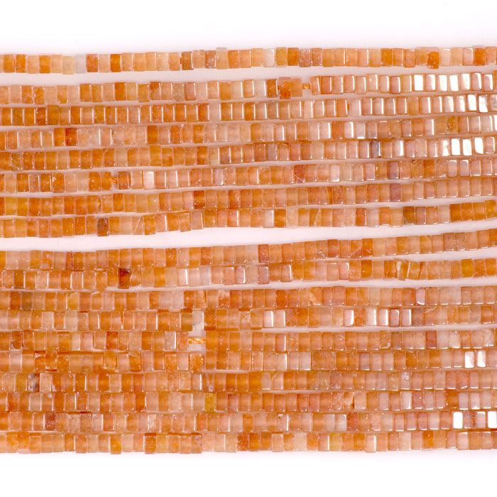 Red Aventurine 1x2mm Square Rondelle - 15-16 Inch