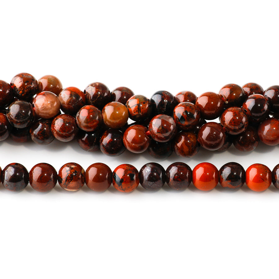 Red Brecciated Jasper 8mm Round - Large Hole Beads