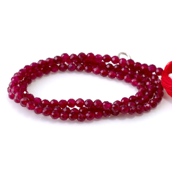 SPECIAL PRICE Ruby Quartz (Dyed) 3mm Faceted Round - 15 Inch