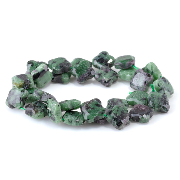 Ruby Zoisite 13mm Faceted Clover - 15-16 Inch
