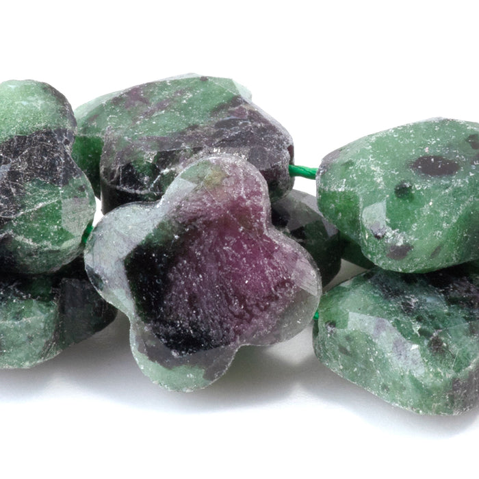 Ruby Zoisite 13mm Faceted Clover - 15-16 Inch