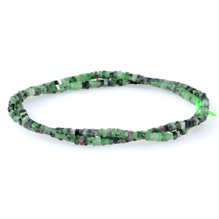Ruby Zoisite 1x2mm Square Rondelle - 15-16 Inch