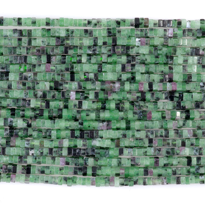 Ruby Zoisite 1x2mm Square Rondelle - 15-16 Inch