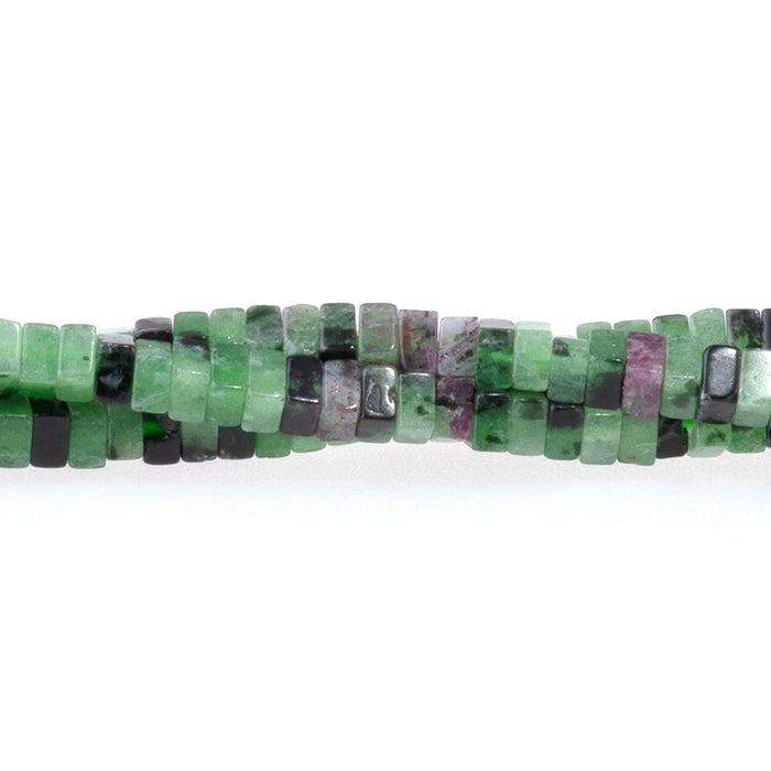 Ruby Zoisite 1x2mm Square Rondelle - 15-16 Inch