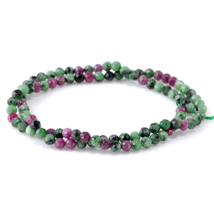 Ruby Zoisite 4mm Round Faceted - 15-16 Inch