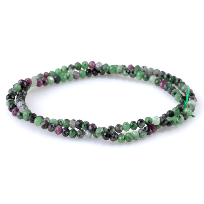 Ruby Zoisite 3x4mm Rondelle Faceted - 15-16 Inch