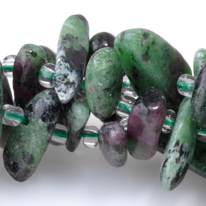 Ruby Zoisite 5x10-20mm Top Drill Teeth - 15-16-Inch