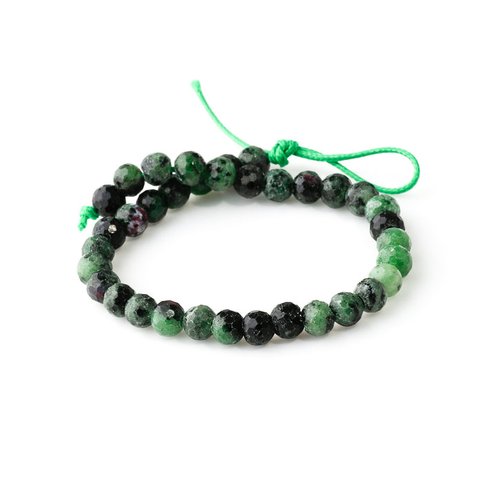 Ruby Zoisite 6mm Round Faceted - Large Hole Beads