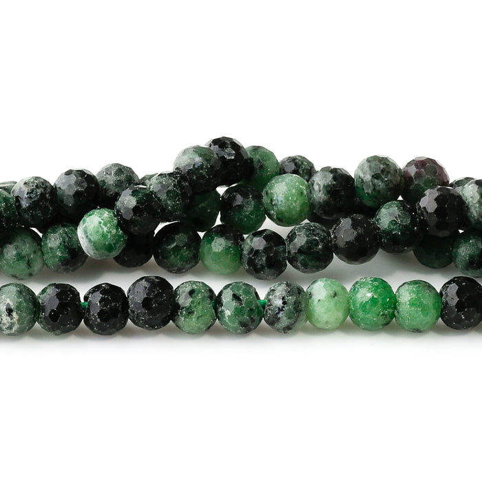 Ruby Zoisite 6mm Round Faceted - Large Hole Beads