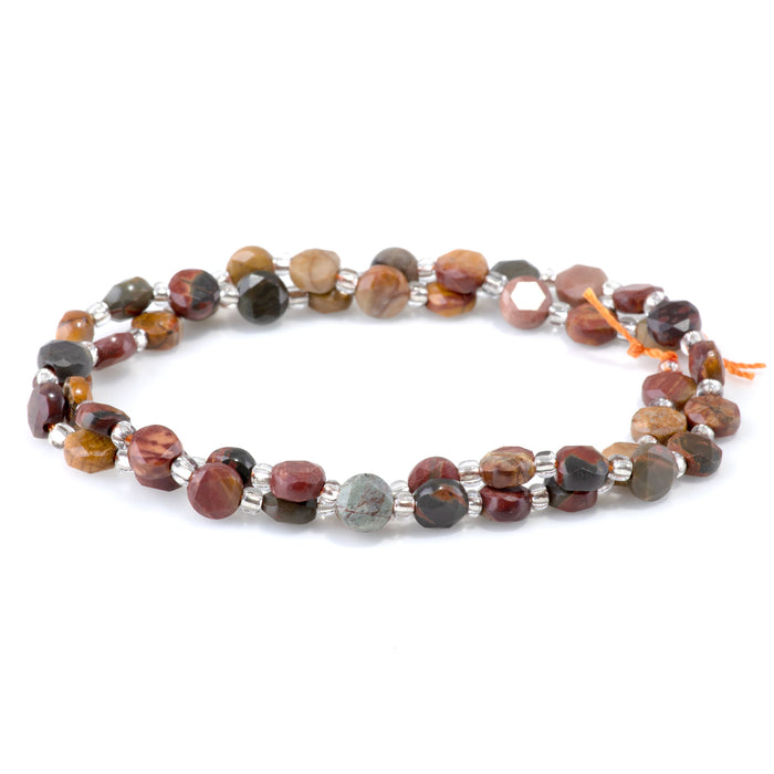 Red Creek Jasper 6mm Star Cut Coin - 15-16 Inch