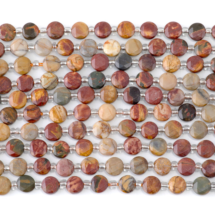 Red Creek Jasper 6mm Star Cut Coin - 15-16 Inch