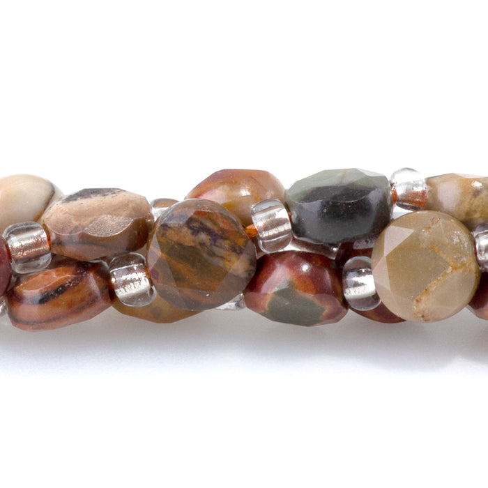 Red Creek Jasper 6mm Star Cut Coin - 15-16 Inch